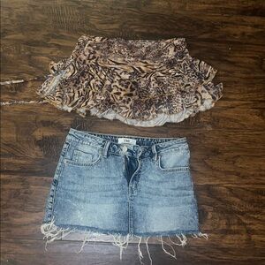 Leopard Print Ruffle size M..Top and Denim Skirt Set blue 5/27 size